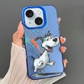 For iPhone 15 Plus Dual-sided IMD Animal Graffiti TPU + PC Phone Case(Running Dog)