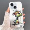 For iPhone 15 Dual-sided IMD Animal Graffiti TPU + PC Phone Case(Melting Green Orange Dog)