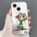 For iPhone 14 Plus Dual-sided IMD Animal Graffiti TPU + PC Phone Case(Melting Green Orange Dog)