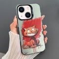 For iPhone 14 Plus Dual-sided IMD Animal Graffiti TPU + PC Phone Case(Grinning Cat)
