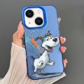 For iPhone 14 Plus Dual-sided IMD Animal Graffiti TPU + PC Phone Case(Running Dog)