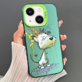 For iPhone 14 Dual-sided IMD Animal Graffiti TPU + PC Phone Case(Melting White Green Dog)