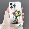 For iPhone 14 Pro Dual-sided IMD Animal Graffiti TPU + PC Phone Case(Melting Green Orange Dog)