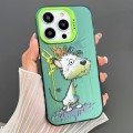 For iPhone 14 Pro Max Dual-sided IMD Animal Graffiti TPU + PC Phone Case(Melting White Green Dog)