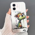 For iPhone 12 Dual-sided IMD Animal Graffiti TPU + PC Phone Case(Melting Green Orange Dog)