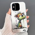 For iPhone XS Max Dual-sided IMD Animal Graffiti TPU + PC Phone Case(Melting Green Orange Dog)