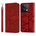 For Xiaomi Redmi Note 13 4G Life Tree Embossing Pattern Leather Phone Case(Red)