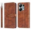 For Xiaomi Redmi Note 13 Pro 4G Life Tree Embossing Pattern Leather Phone Case(Brown)