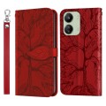 For Xiaomi Redmi 13C 4G / 5G Life Tree Embossing Pattern Leather Phone Case(Red)