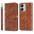 For Xiaomi Redmi 13C 4G / 5G Life Tree Embossing Pattern Leather Phone Case(Brown)