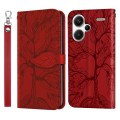 For Xiaomi Redmi Note 13 Pro+ Life Tree Embossing Pattern Leather Phone Case(Red)