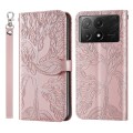For Xiaomi Poco X6 Pro Life Tree Embossing Pattern Leather Phone Case(Rose Gold)
