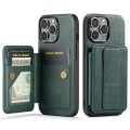 For iPhone 15 Pro Max Fierre Shann Oil Wax Cow Leather Card Holder Back Phone Case(Green)