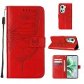 For OPPO Reno11 5G Global Embossed Butterfly Leather Phone Case(Red)