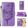 For OPPO Reno11 Pro 5G Global Embossed Butterfly Leather Phone Case(Purple)