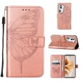 For OPPO Reno11 Pro 5G Global Embossed Butterfly Leather Phone Case(Rose Gold)