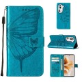 For OPPO Reno11 Pro 5G Global Embossed Butterfly Leather Phone Case(Blue)