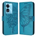For OPPO A77 5G / A97 5G Embossed Butterfly Leather Phone Case(Blue)