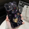 For iPhone 12 Bear Shape Electroplated Two-color TPU Phone Case(Black)