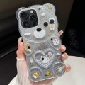 For iPhone 15 Pro Bear Shaped Painted TPU Phone Case(Astronaut)