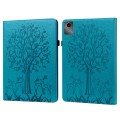 For Lenovo Tab M11 / Xiaoxin Pad 11 2024 Tree & Deer Embossed Leather Tablet Case(Blue)