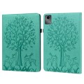 For Lenovo Tab M11 / Xiaoxin Pad 11 2024 Tree & Deer Embossed Leather Tablet Case(Green)