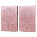 For Amazon Kindle Paperwhite 5 2021 Tree & Deer Embossed Leather Tablet Case(Pink)