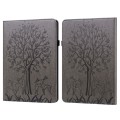 For Amazon Kindle Paperwhite 5 2021 Tree & Deer Embossed Leather Tablet Case(Grey)