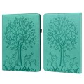 For Amazon Kindle Paperwhite 5 2021 Tree & Deer Embossed Leather Tablet Case(Green)