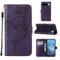 For Google Pixel 9 Embossed Butterfly Leather Phone Case(Purple)