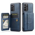 For Samsung Galaxy A33 5G Fierre Shann Oil Wax Cow Leather Card Holder Back Phone Case(Blue)