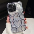 For iPhone 14 Pro Bear Shaped Embossed Electroplated Laser TPU Phone Case(Blue)