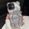For iPhone 11 Bear Shaped Embossed Electroplated Laser TPU Phone Case(Silver)