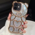 For iPhone 11 Bear Shaped Embossed Electroplated Laser TPU Phone Case(Gold)