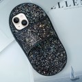 For iPhone 15 Creative Glitter Slipper Design TPU Shockproof Phone Case(Black)