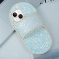 For iPhone 15 Creative Glitter Slipper Design TPU Shockproof Phone Case(white)