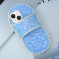 For iPhone 14 Creative Glitter Slipper Design TPU Shockproof Phone Case(Blue)