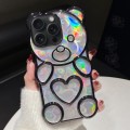 For iPhone 14 Pro Bear Shape Electroplated Laser TPU Phone Case(Black)