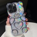 For iPhone 14 Pro Max Bear Shape Electroplated Laser TPU Phone Case(Blue)