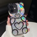For iPhone 12 Bear Shape Electroplated Laser TPU Phone Case(Black)