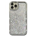 For iPhone 15 Pro Max Electroplated TPU Glitter Powder Phone Case(Silver)