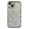 For iPhone 15 Plus Electroplated TPU Glitter Powder Phone Case(Silver)