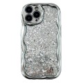 For iPhone 15 Pro Max Electroplated TPU Wavy Edge Glitter Phone Case(Silver)