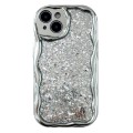 For iPhone 15 Plus Electroplated TPU Wavy Edge Glitter Phone Case(Silver)