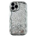 For iPhone 13 Pro Max Electroplated TPU Wavy Edge Glitter Phone Case(Silver)