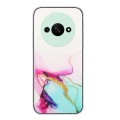 For Xiaomi Redmi A3 4G Hollow Marble Pattern TPU Straight Edge Phone Case(Green)