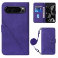 For Google Pixel 9 Pro Crossbody 3D Embossed Flip Leather Phone Case(Purple)