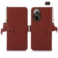 For Realme C67 4G Genuine Leather Magnetic RFID Leather Phone Case(Coffee)