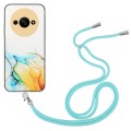 For Xiaomi Redmi A3 4G Hollow Marble Pattern TPU Phone Case with Neck Strap Rope(Yellow)