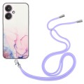 For Xiaomi Redmi 13C 5G / Poco M6 / Redmi 13R Hollow Marble Pattern TPU Phone Case with Neck Strap R